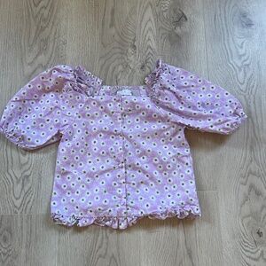 Zara Girls Blouse Top Puffed Sleeve Lilac Floral Sz.9